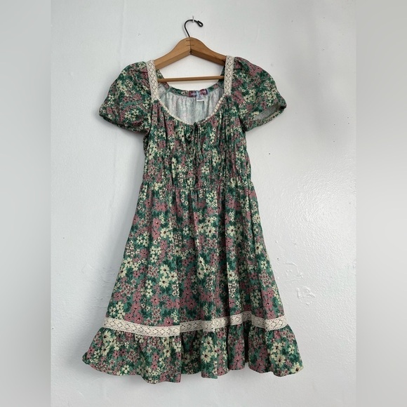 Urban Outfitters | Prairie Floral Scoop Neck Mini Dress - Picture 3 of 6